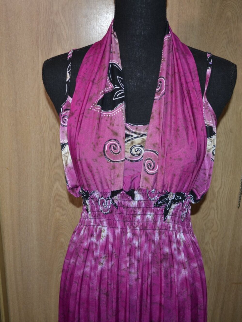 Boho Dream Goddess Halter Dress Tropical Island Floral Beachy Resortwear - Picture 9 of 13